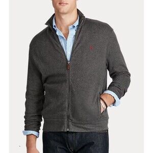 Polo Ralph Lauren Performance Full Zip Knit Jacket Size XL Heathered Dark Gray